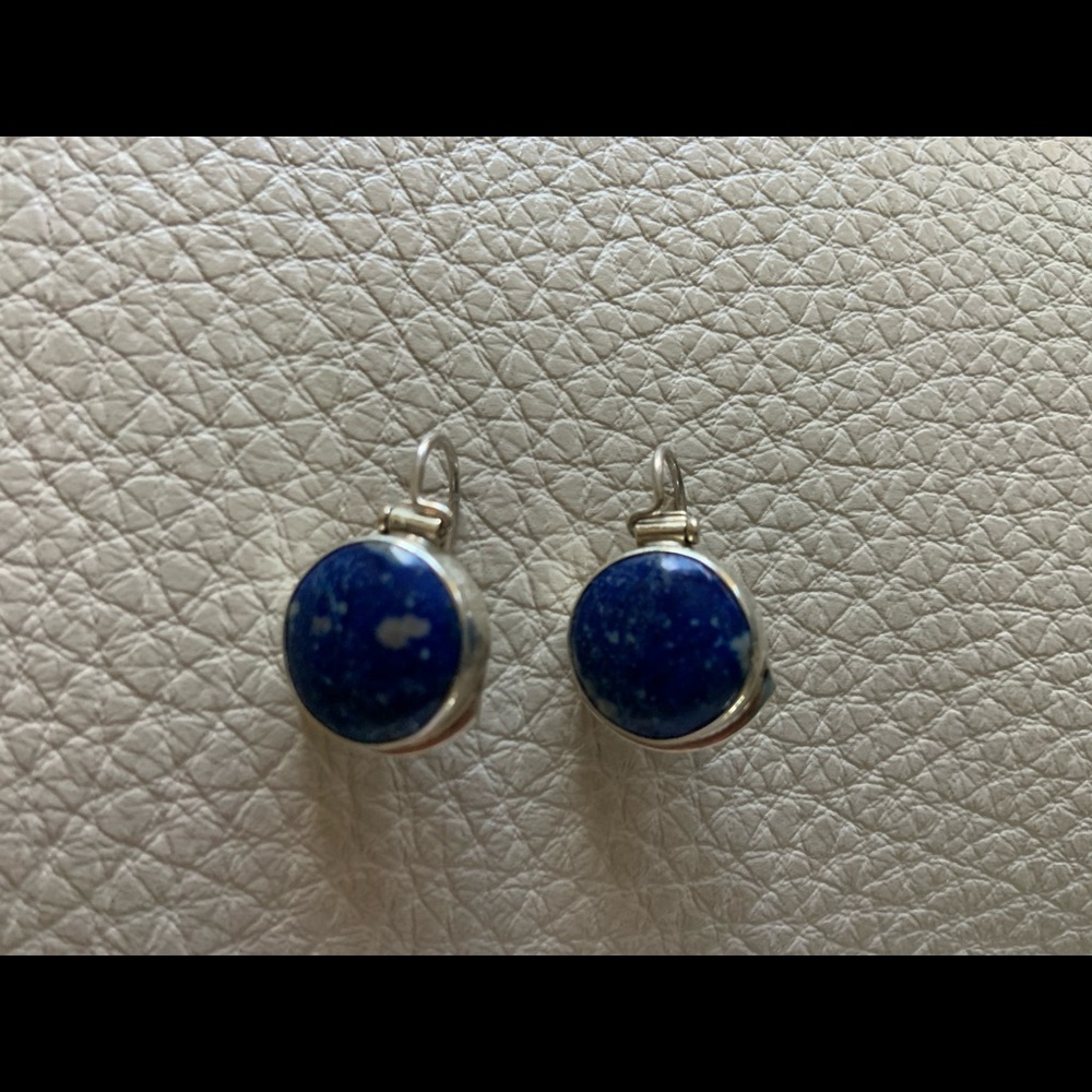 Lapis Lazuli Earrings Silver base
